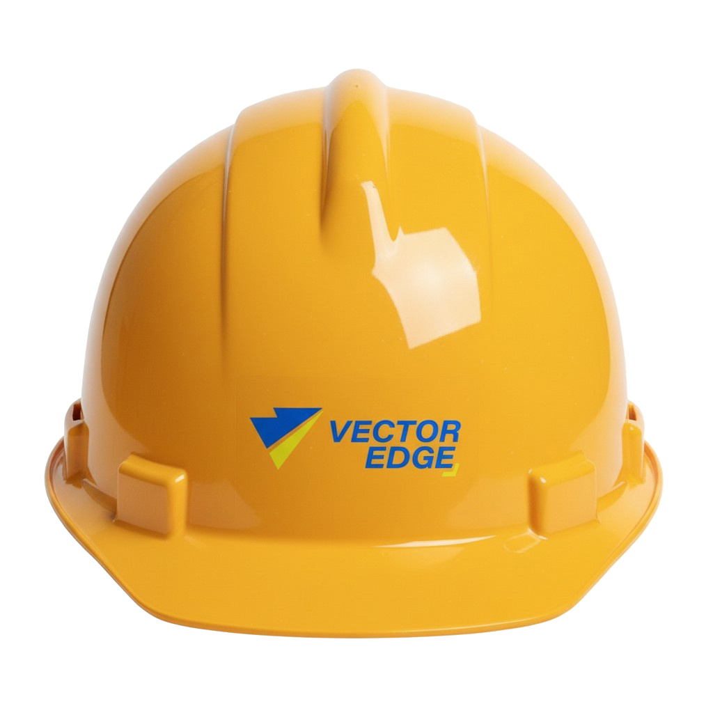 Custom logo decal applied to hard hat by VectorEdge