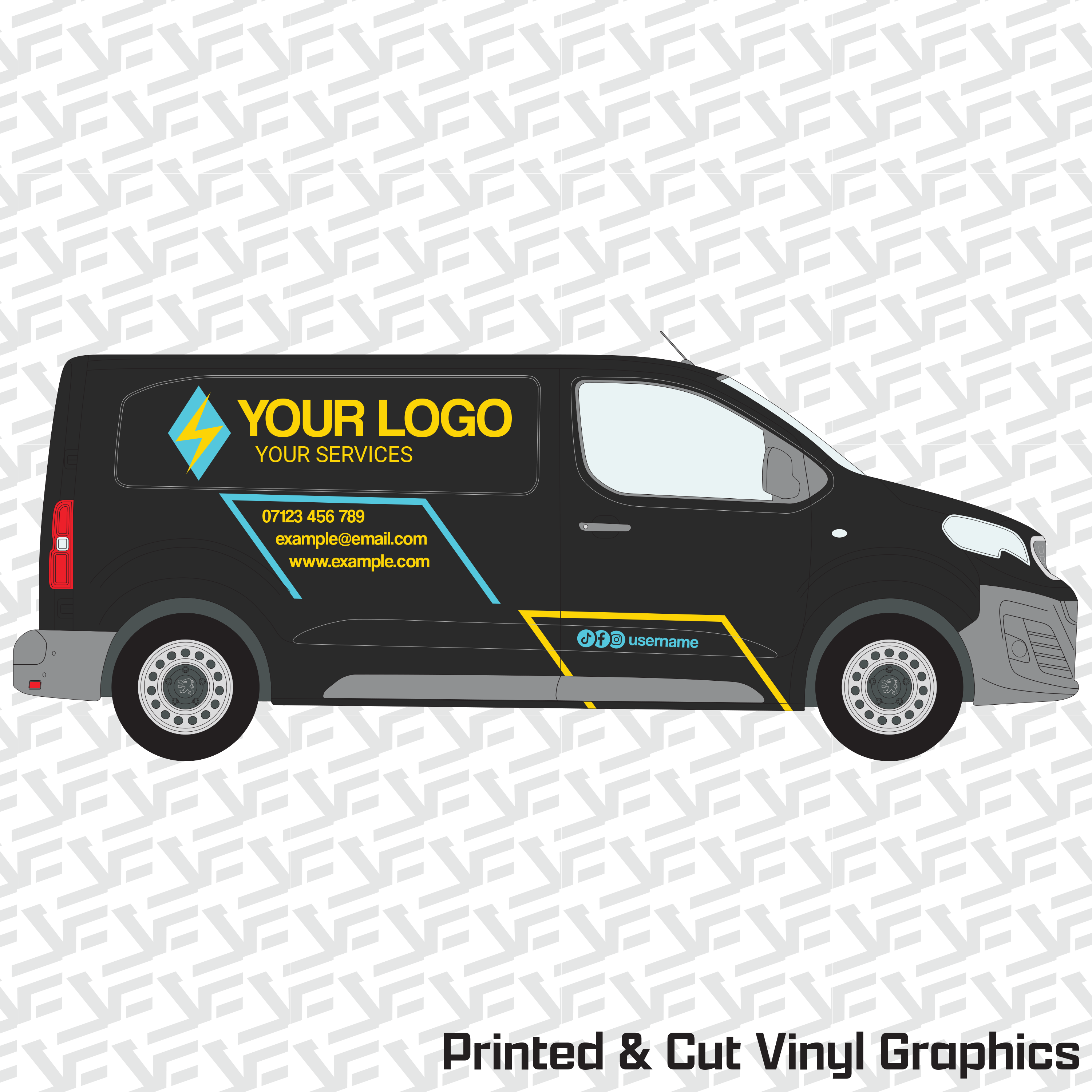 Medium Van Graphics Kit – Neon Line | VectorEdge – Vector Edge