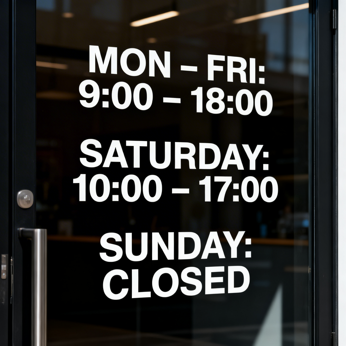 Opening Hours Window Lettering
