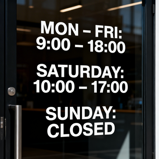 Opening Hours Window Lettering