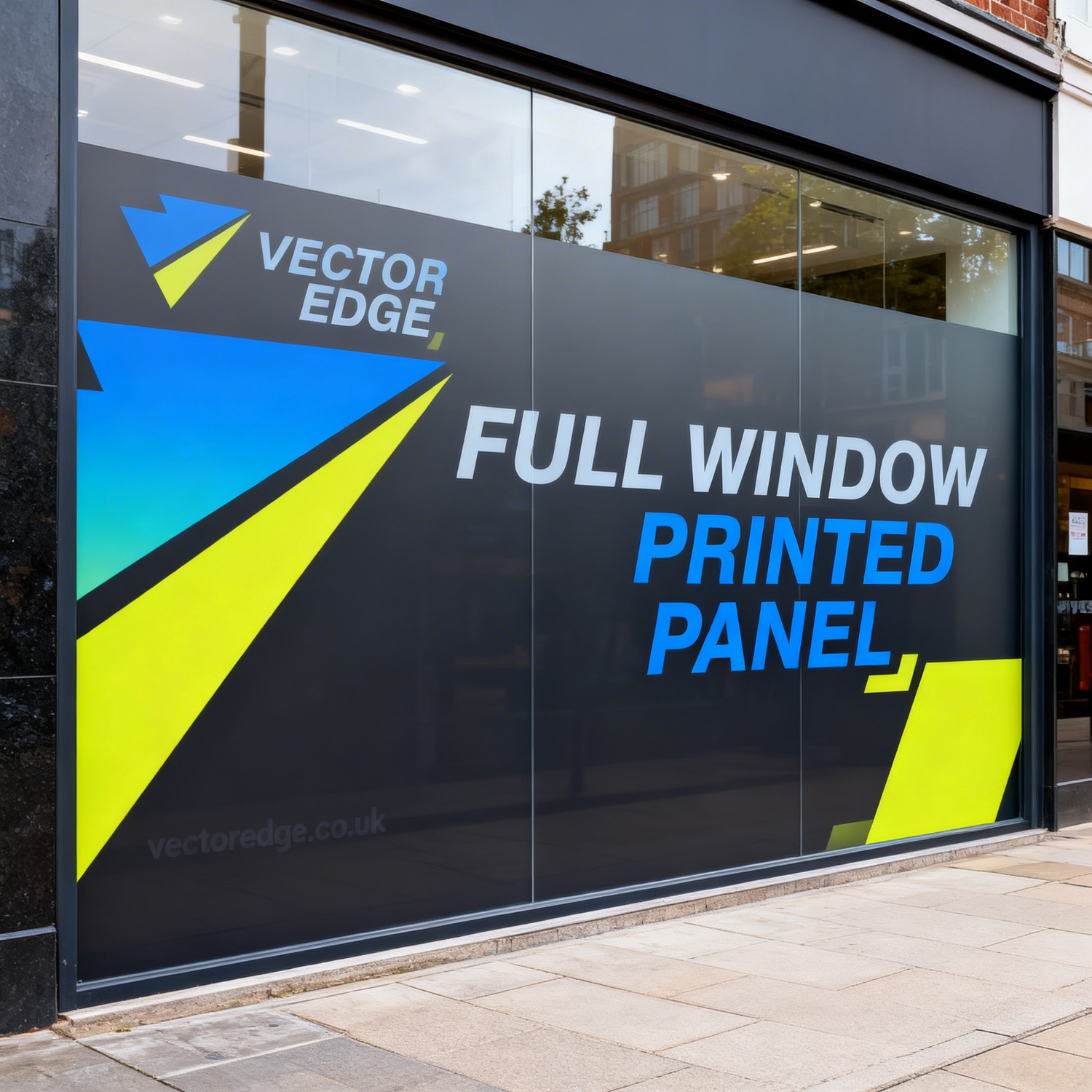 Full window printed panel by VectorEdge on commercial shopfront